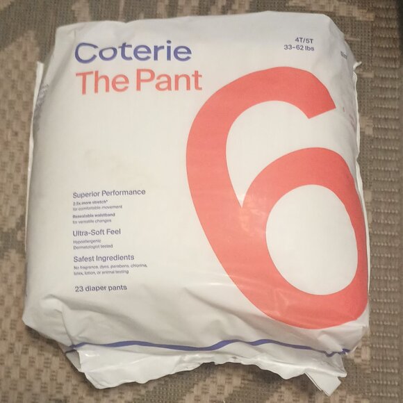 NWT ~ Coterie Diaper Pants Size 6 clean, natural & disposable 4T/5T 33-62 lbs. - Picture 1 of 14
